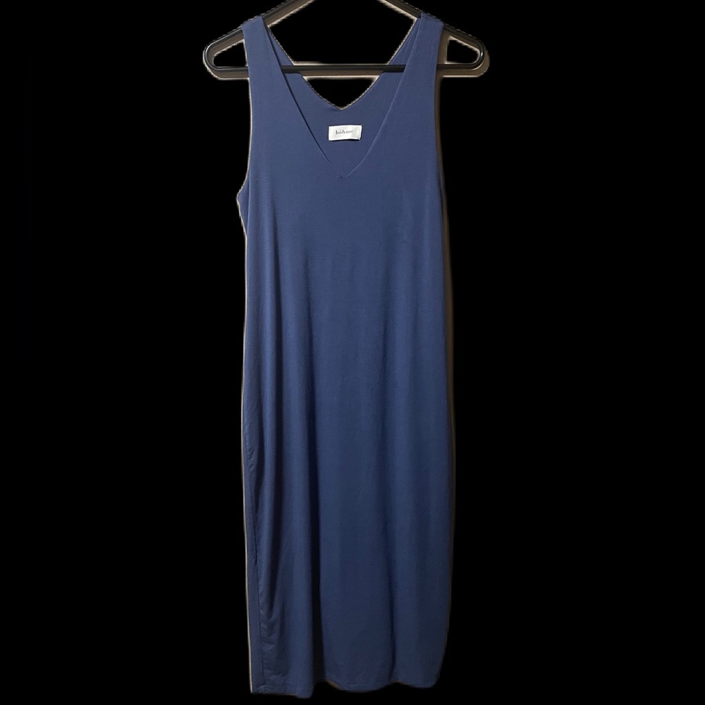 Bohme Sleeveless Medium Blue Maxi V Neck Boho Soft Dress Size Large